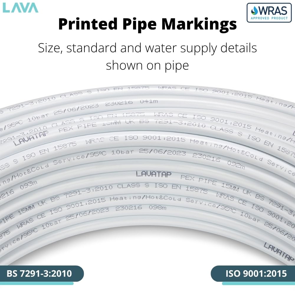 Tubo de barrera PEX de 22 mm, bobina de plástico de 25 m, rollo de fontanería, 25 metros de tubo de plástico de 22 mm, aprobado por WRAS, alternativa a tubería de cobre
