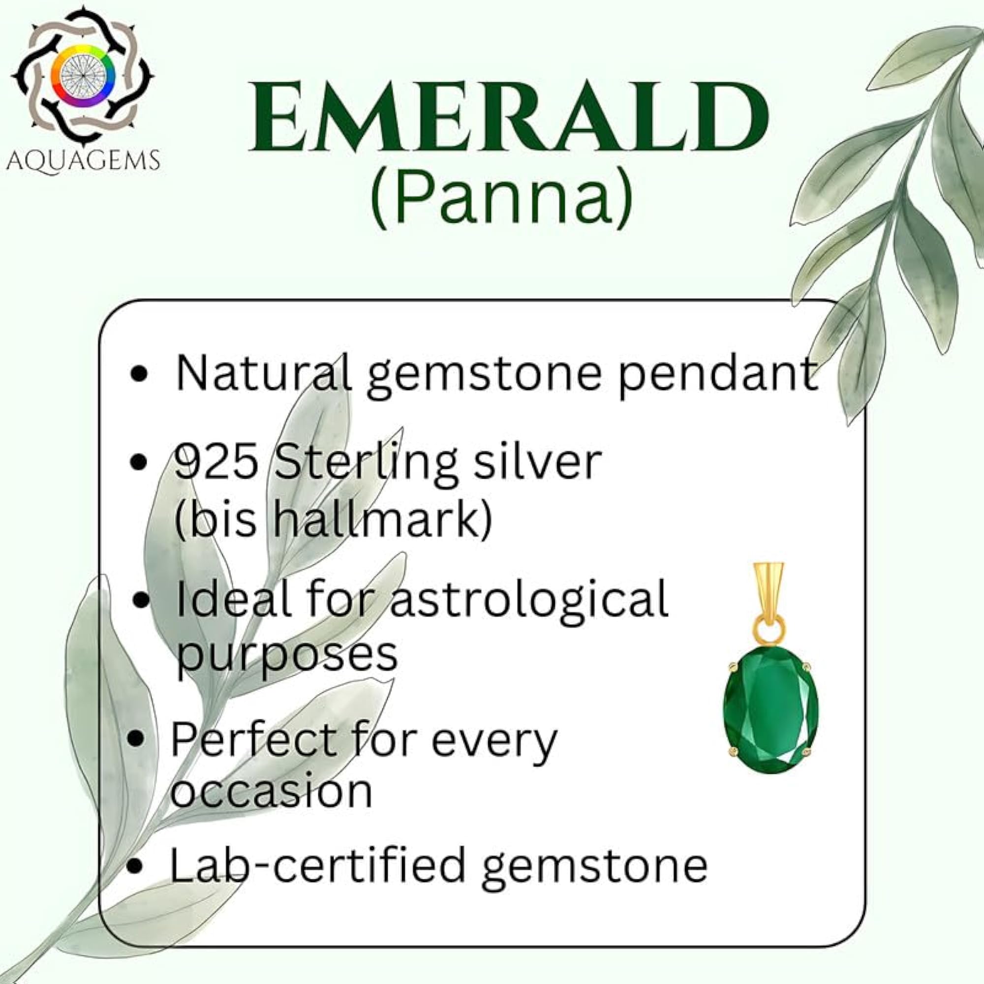 Women's Panchdhatu Emerald Gold Plated Pendant