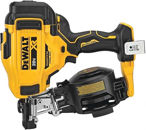 DeWalt Clavadora de techo sin escobillas de 15 grados sin escobillas de 20 V MAX a batería con bandeja de uñas sin herramientas (amarillo y negro)
