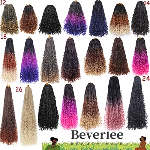 Beverlee 14 Inch Packs Boho Box Braids 8 Packs Goddess Box Braids Crochet Hair Bohemian Hippie Braids Braiding Hair Box Braids With Curly Ends Messy Pre-Looped Synthetic Crochet Hair For Black Women 128 Strands #TOP3