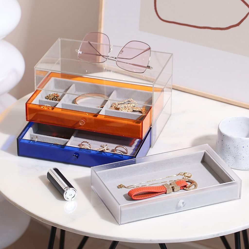 Jewelry Organizer Stand Jewelry Box Storage Box Small Jewelry Box Cosmetic Box Can Store Rings Bracelets Necklaces Earrings Watches (Acrylic Material) Jewelry Storage Box