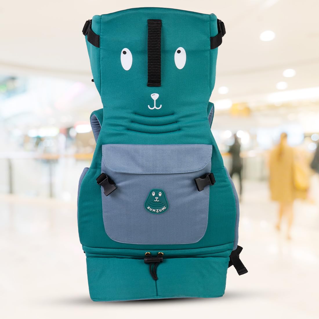 BUMTUM Baby Blink Carrier Adjustable Hands-Free with 4 Carry Positions | Baby Carrier for 4 to 24 Months with Comfortable Head & Leg Support | Max Weight Up to 12 Kgs(Rama Green)-image-8