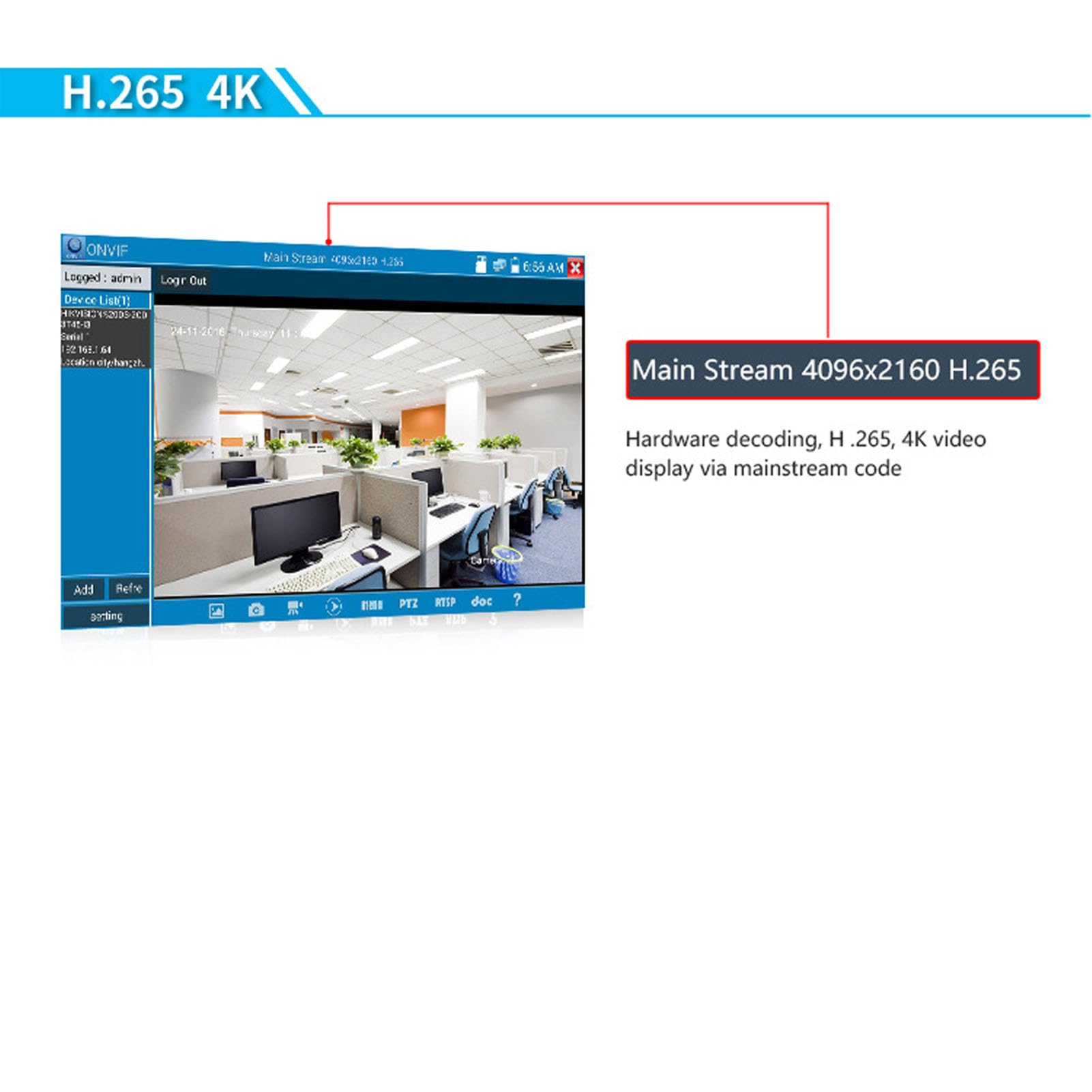 Detector de cámara IP 7-inch Protección de pantalla Red CCTV Monitor de cámara de videovigilancia Prueba de cable 100-240V (enchufe UE)