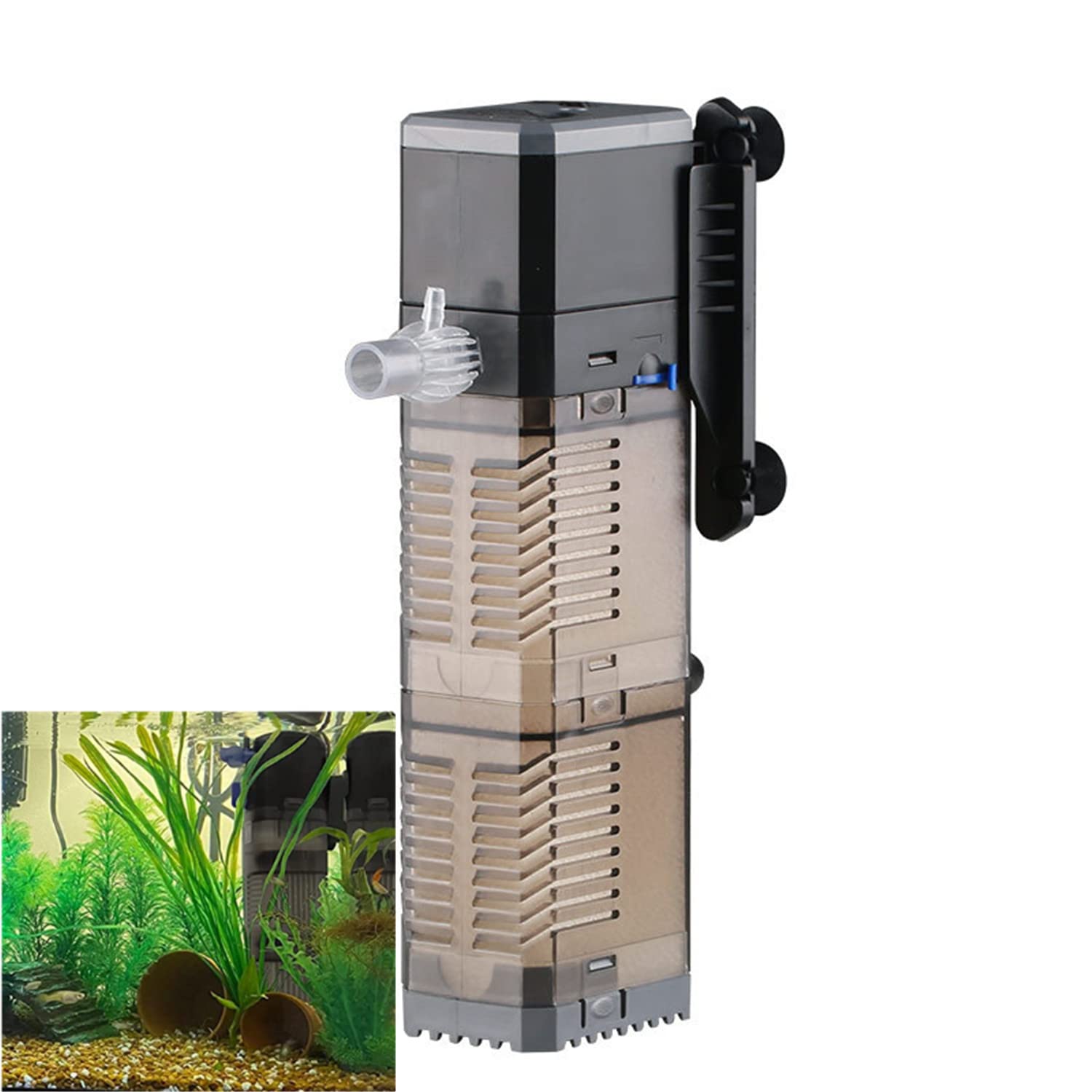 iwow Aquarium Fish Tank Filter: 8w Internal Filter Pump for 40-120 Gallon Salt Water | Fresh Water | Coral Tank | Turtle Tank