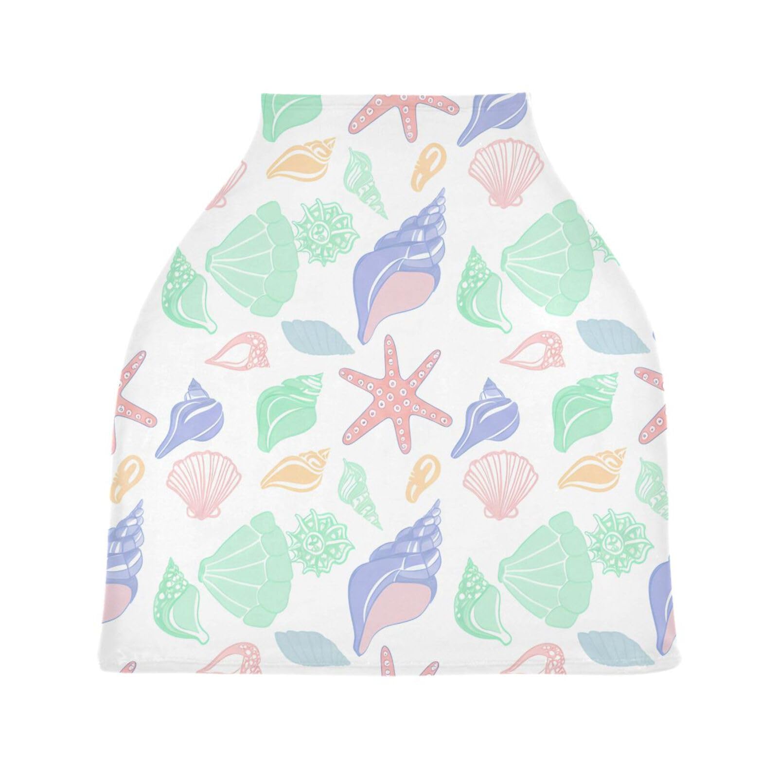 Bulletgxll Colorful Seashells Car Seat Covers for Babies Breathable Nursing Breastfeeding Cover Multi-Use Infant Carseat Canopy and Stroller Cover for Boys Girls