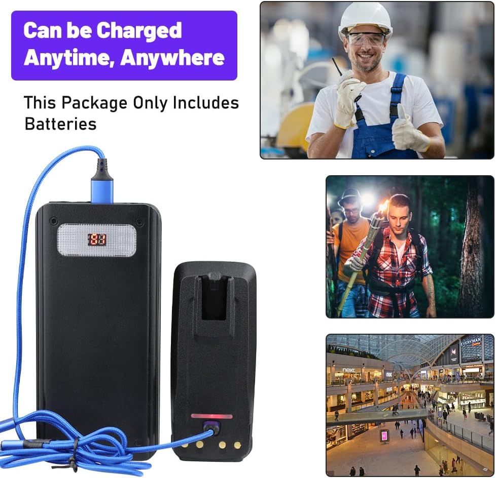 10x PMNN4077C Battery with Type C USB Port Compatible for XPR6350 XPR6550 XPR6380 XPR6580 XPR6100 XPR6300 XPR6500 DP3400 DGP4150 DGP6150 XiR P8260 P8268(3200mAh)