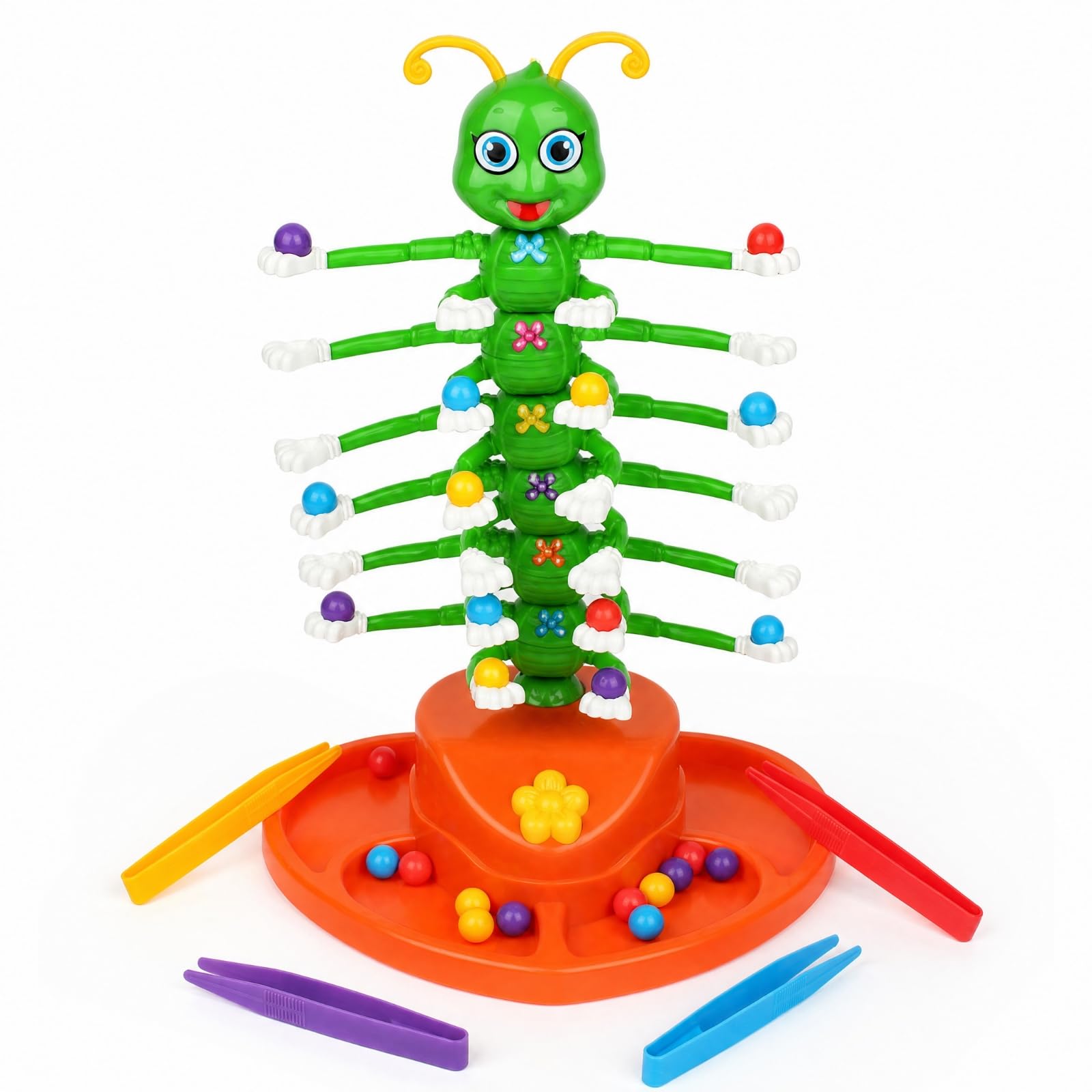 Gioco Dell'insetto con Palline Colorate Elettrico Gioco con Pinzette e Base Rotante Regole Semplici Tavolo Palline e Pinzette