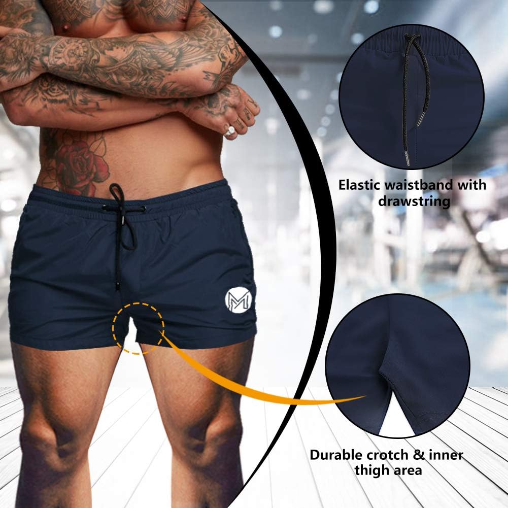 Men's Gym Workout Shorts, 3" Bodybuilding Running Shorts, 3 inch Athletic Gym Shorts with Zipper Pockets - Image 4