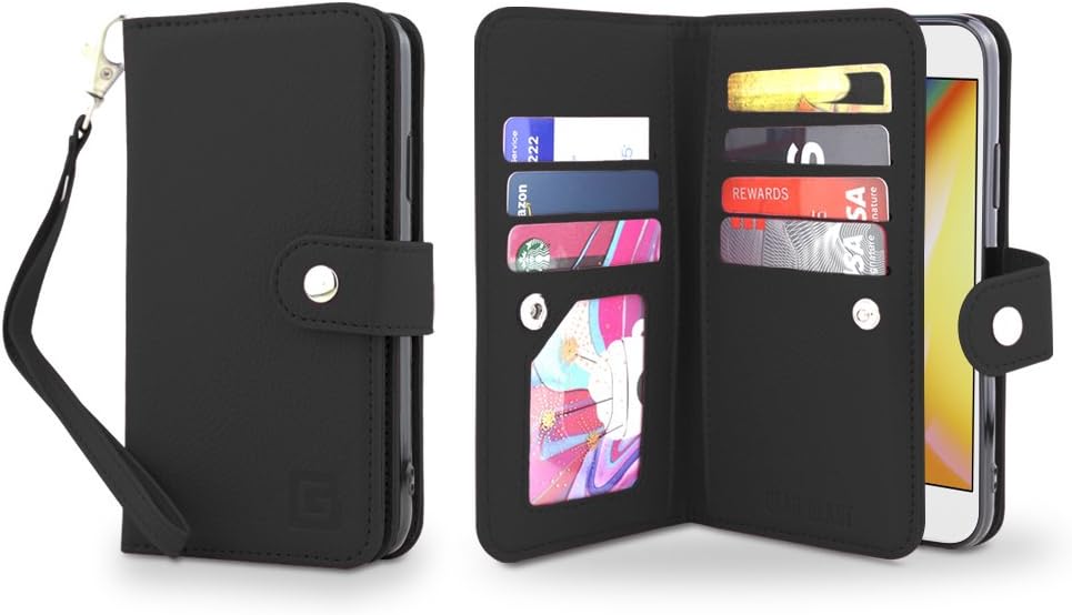 Gear Beast Flip Cover Dual Folio Case fits iPhone Xs MAX Wallet Case Slim Protective PU Leather Case 7 Slot Card Holder Including ID Holder 2 Inner Pockets Stand Feature Wristlet (Black)