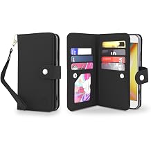 Gear Beast Flip Cover Dual Folio Case fits iPhone Xs MAX Wallet Case Slim Protective PU Leather Case 7 Slot Card Holder Including ID Holder 2 Inner Pockets Stand Feature Wristlet Black