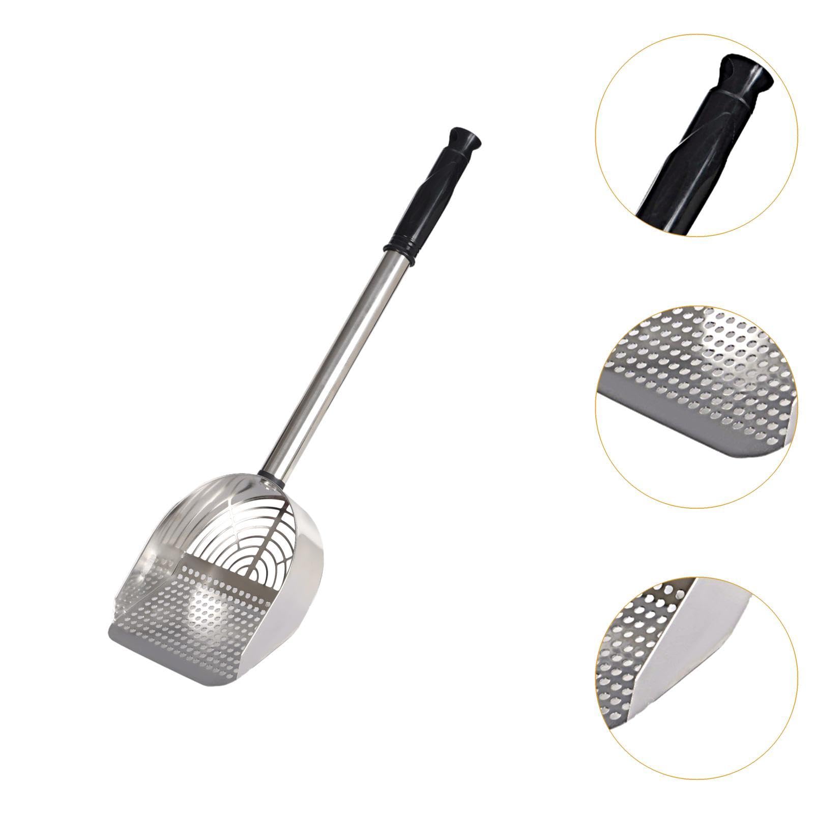 ????? Cat Litter Scoop Sturdy Stainless Steel Mesh Scooper Cleaning Tool Portable Pet Cleaning Mesh for Cat Box, Silver