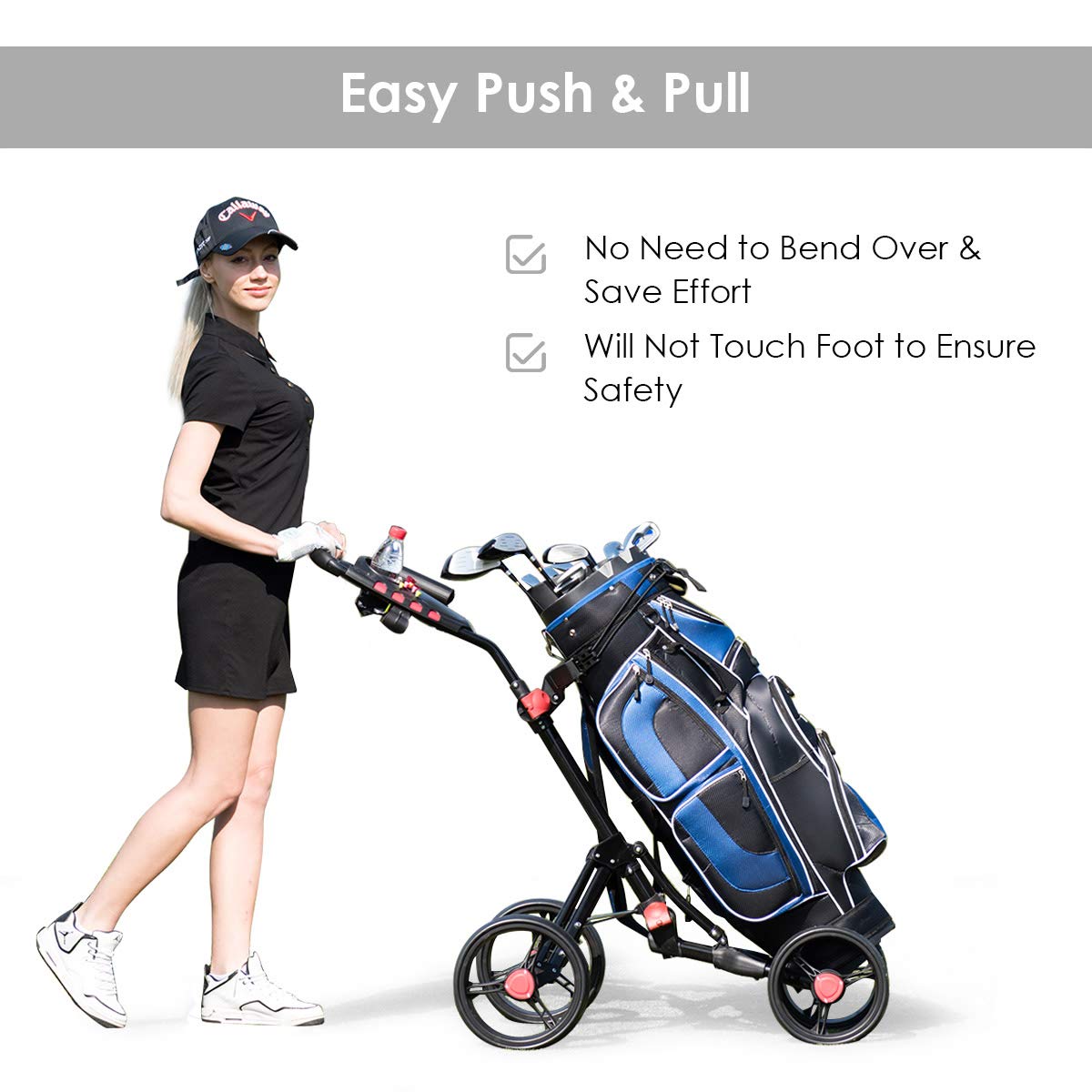 Tangkula Golf Push Pull Cart, 4 Wheels Foldable Collapsible Golf