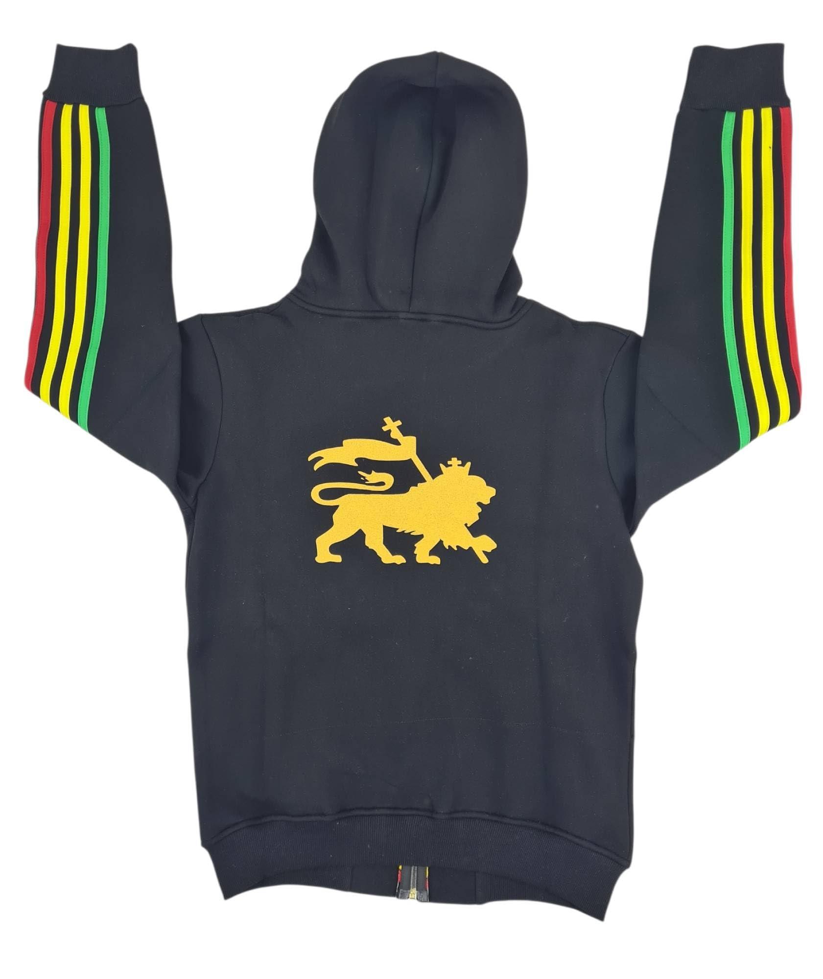 Time Is Money Rasta - Conjunto de chándal para hombre, sudadera con capucha y pantalones deportivos con cremallera completa, detalle de rayas rasta, atuendo casual de calle