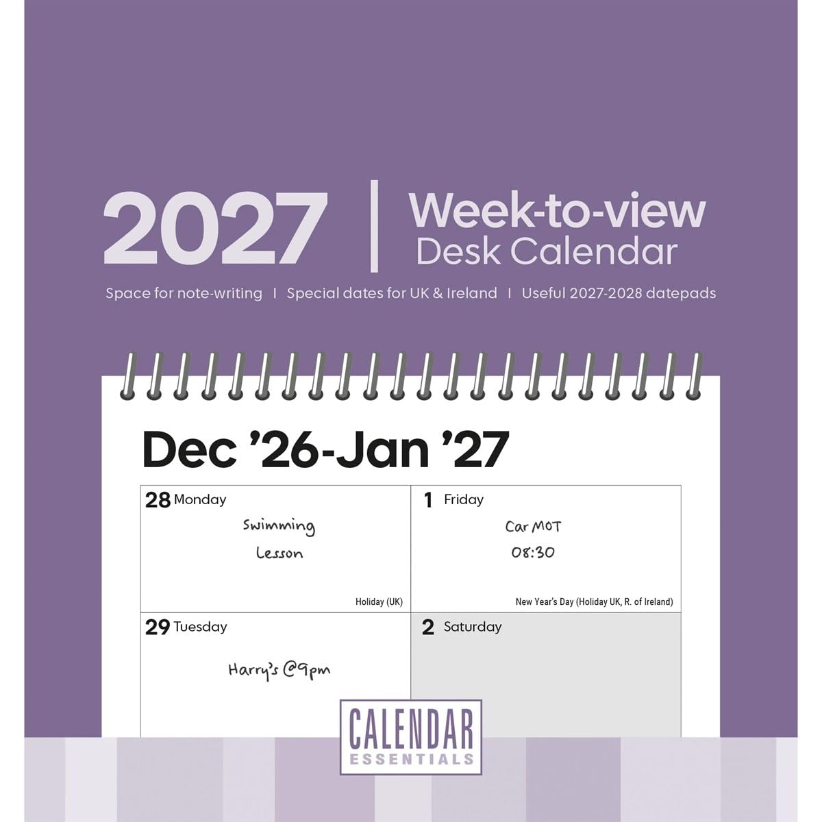 Essential Week to View Easel Desk Calendar 2027, Desk Calendars, Gift