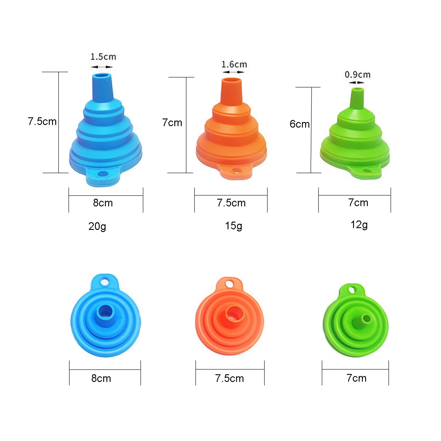 Juego de 3 Embudos Plegables de Silicona, Utensilios de Cocina para Cocinar, para Transferencia de Líquidos de Cerveza