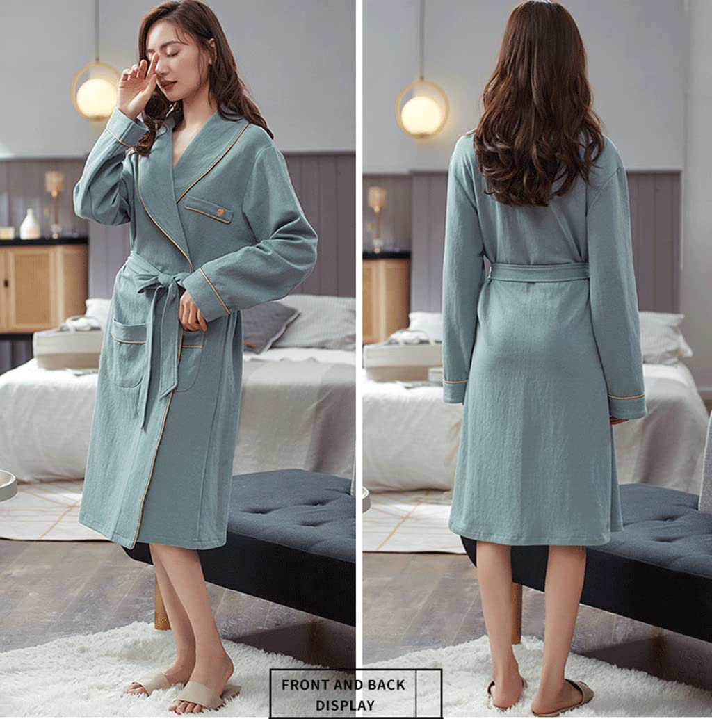Bata de baño para parejas, color azul, pijama absorbente, manga larga, bata de ducha de talla grande
