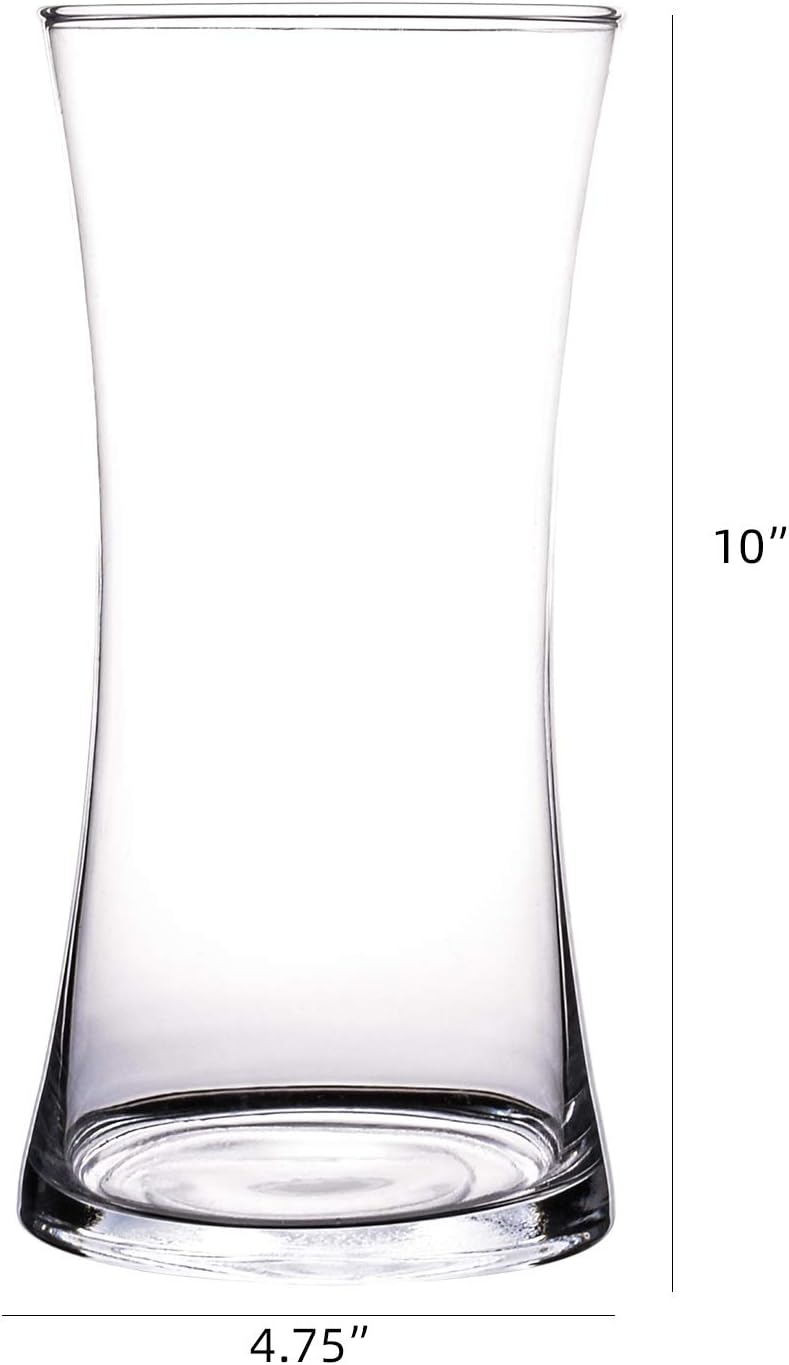 Clear Glass Vase for Water Plants or Flowers Home Decoration (Medium(4.75"x10"), D(Waisted vase))