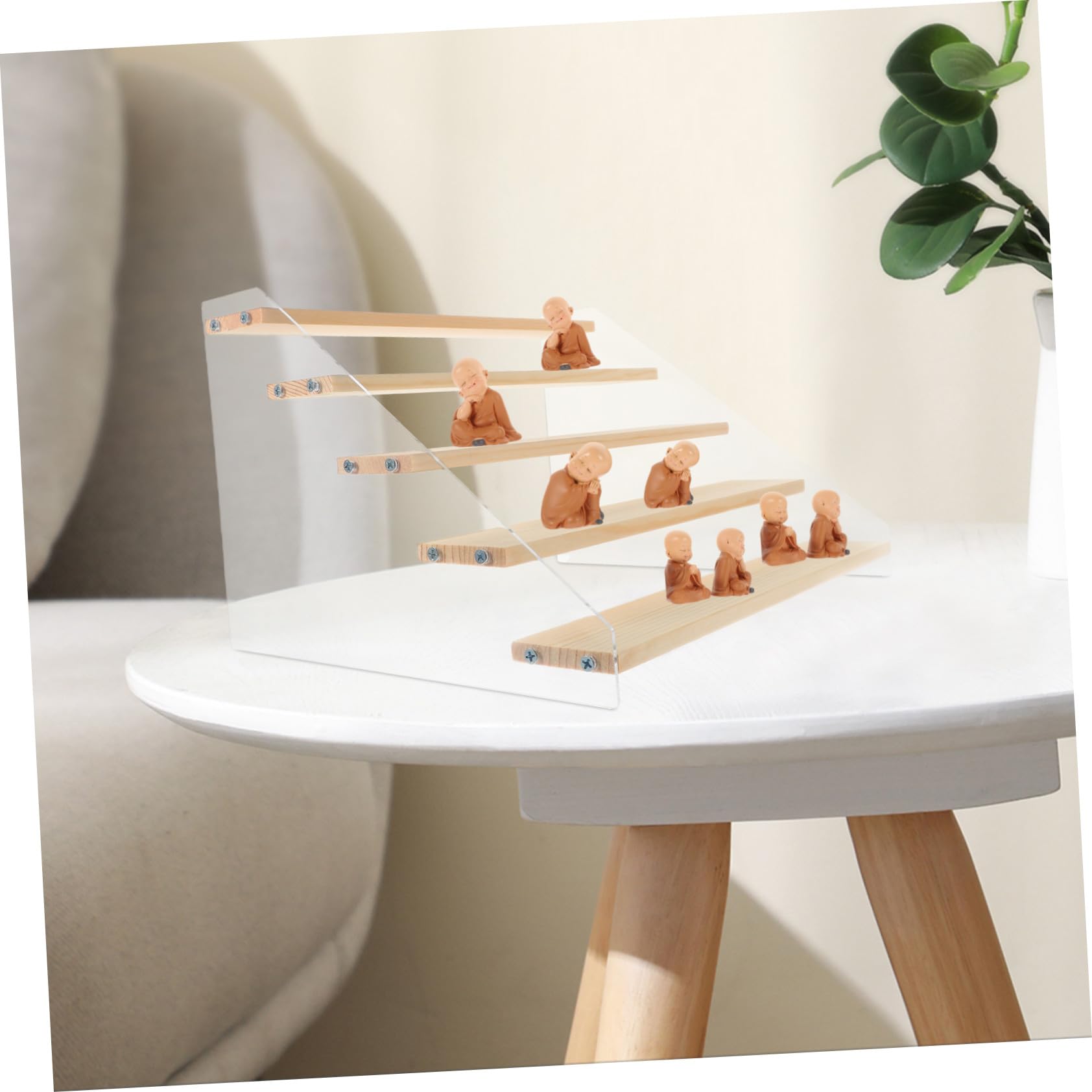 Présentoir de Collection en Bois à Cinq Niveaux, 30cm, pour Bureau