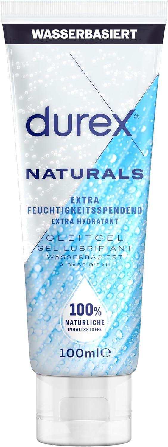 Durex Naturals Extra Feuchtigkeitsspendend Gleitgel – 100 % natürliches Gleitmittel mit Hyaluronsäure – Dermatologisch getestet & pH-freundlich – 100 ml
