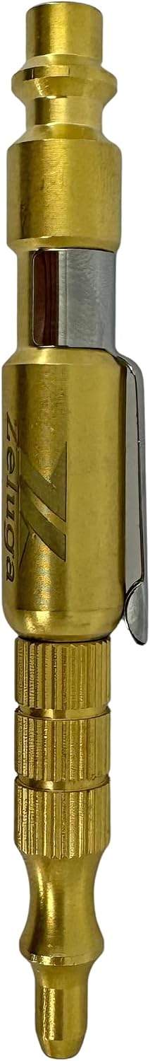 Zeluga 28-577 1/4 Inch Adjustable Pocket Air Blow Gun, Pen Style Brass Air Blower Nozzle with Clip, Industrial Air Blow Gun Fits 1/4" Industrial M-Style Quick Coupler