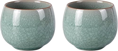 Juego de 2 tazas de té pequeñas de 5 onzas, juego de tazas de té de porcelana, tazas de té de cerámica para el hogar, fiesta, oficina, juego de té