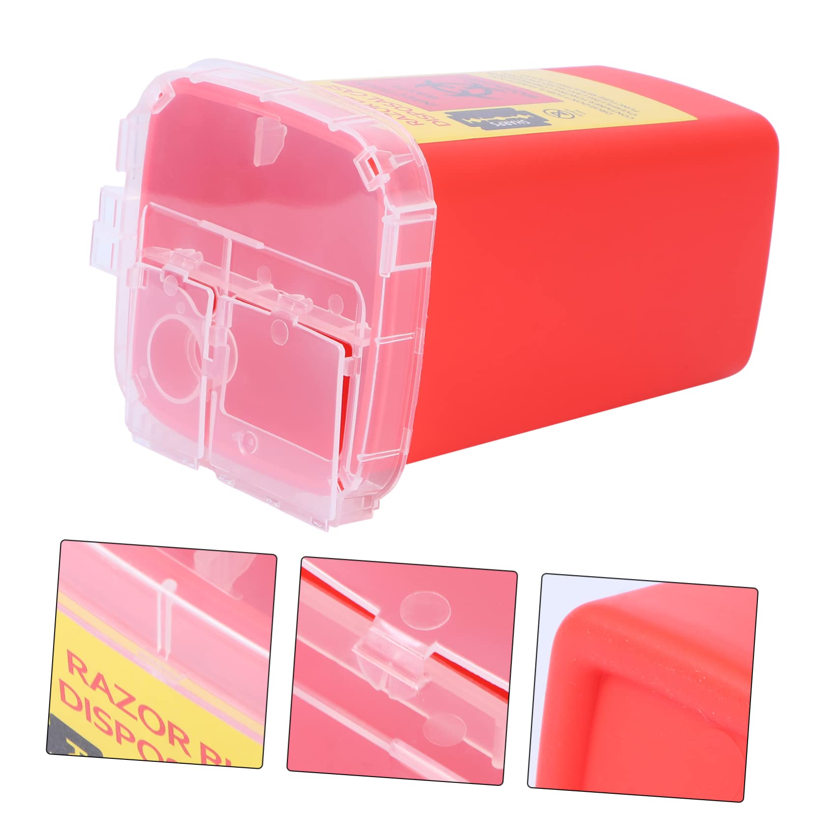 LALAFINA 5piezas Caja De Almacenamiento Para Desechar Cuchillas De Afeitar Contenedor De Plástico Para Reciclaje Barberías y Salones Diseño Seguro Tapa Resistente y Ligera Roja
