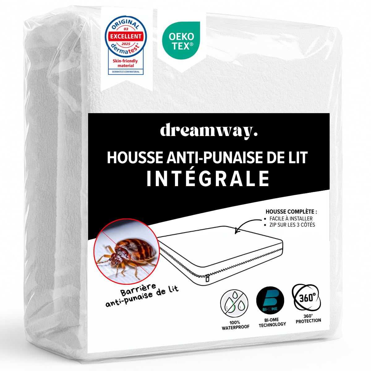 Dreamzie Matrasbeschermer - Voor Matras 120 x 200 cm - Waterdicht met 4 Elastische Hoeken - Gecertificeerd OEKO-TEX