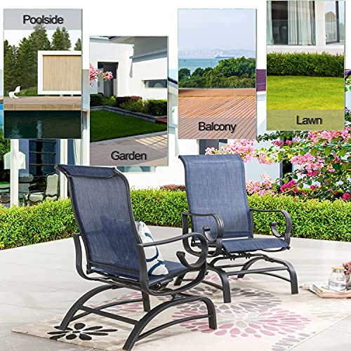 Image of LOKATSE HOME Patio Dining Chair Set of 2 with Textilene Mesh for Backyard Porch Garden, Blue