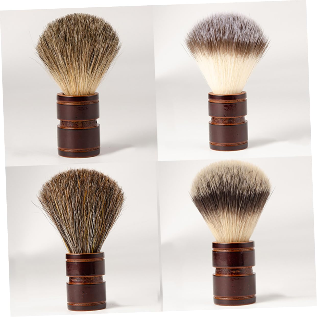 Beavorty 3 Pezzi Di Pennello Da Barba Per Uomo Con Manico in Legno E Setole Pennello Da Barba Per La Pulizia Del Viso Salvaspazio Per I Viaggi Di Papà