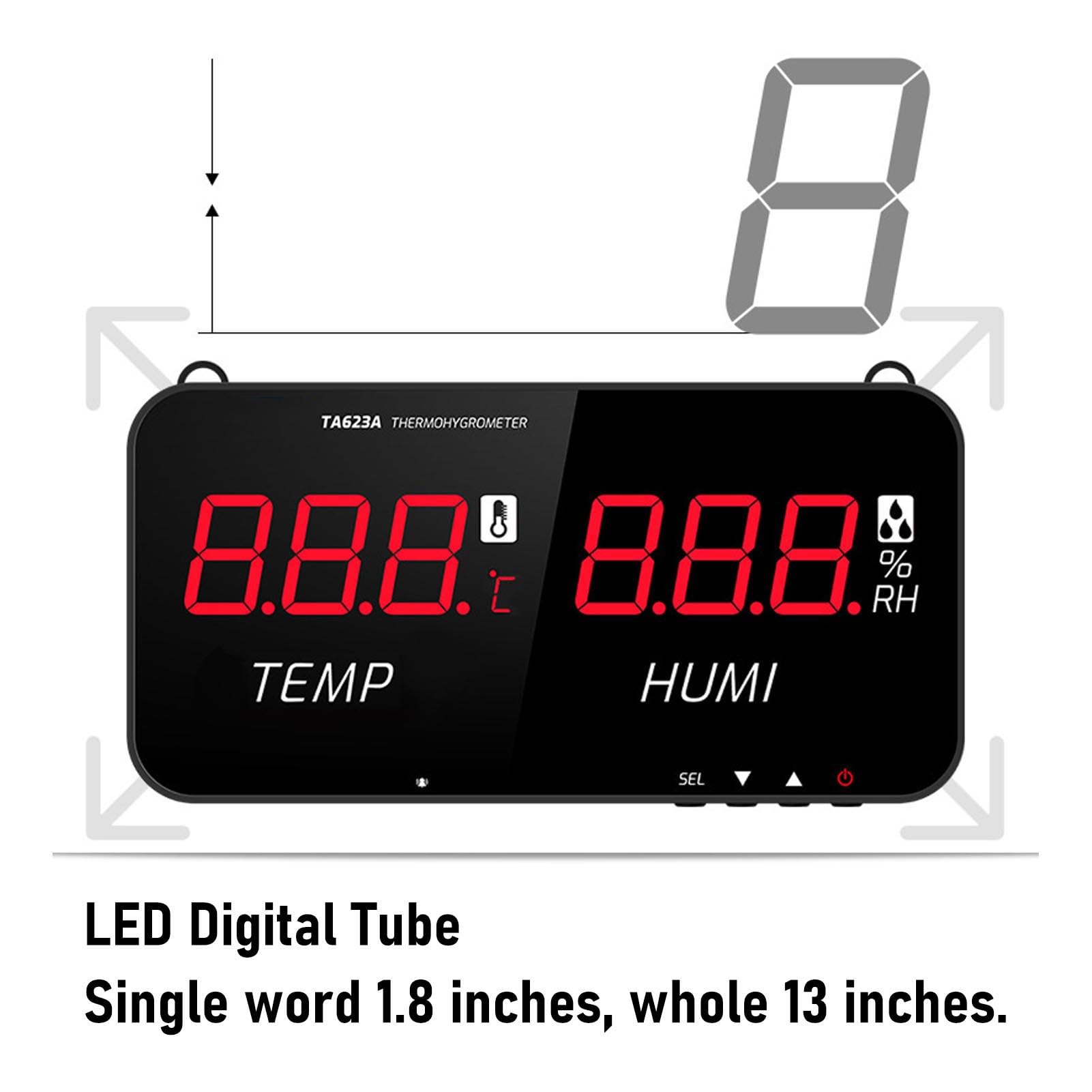 Misuratore di Temperatura e umidità con Sonda Esterna 5 M, Termometro Igrometro Digitale con Display a LED, Sensore Ad Alta Precisione -20°C a 80°C per Uso in Serra,