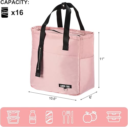 Miniatura 9 de PATIKIL Lonchera térmica reutilizable para mujeres y hombres, lonchera térmica a prueba de fugas con bolsillos laterales para adultos, picnic,