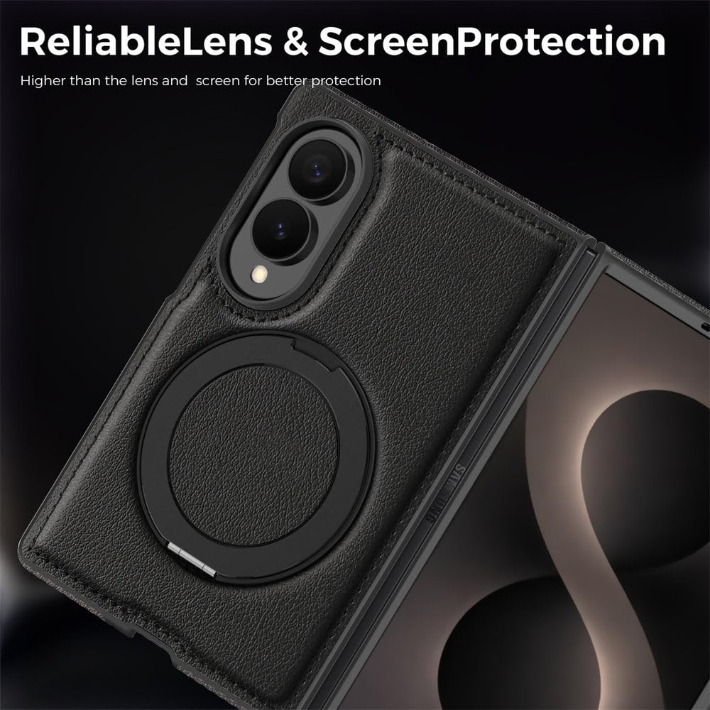Custodia per telefono in pelle PU con supporto girevole a 360° e magnete, compatibile con Samsung Galaxy Z Fold 8 Ultra 7 6 5 4, con ricarica wireless e antiurto, colore verde scuro, per Samsung Gala