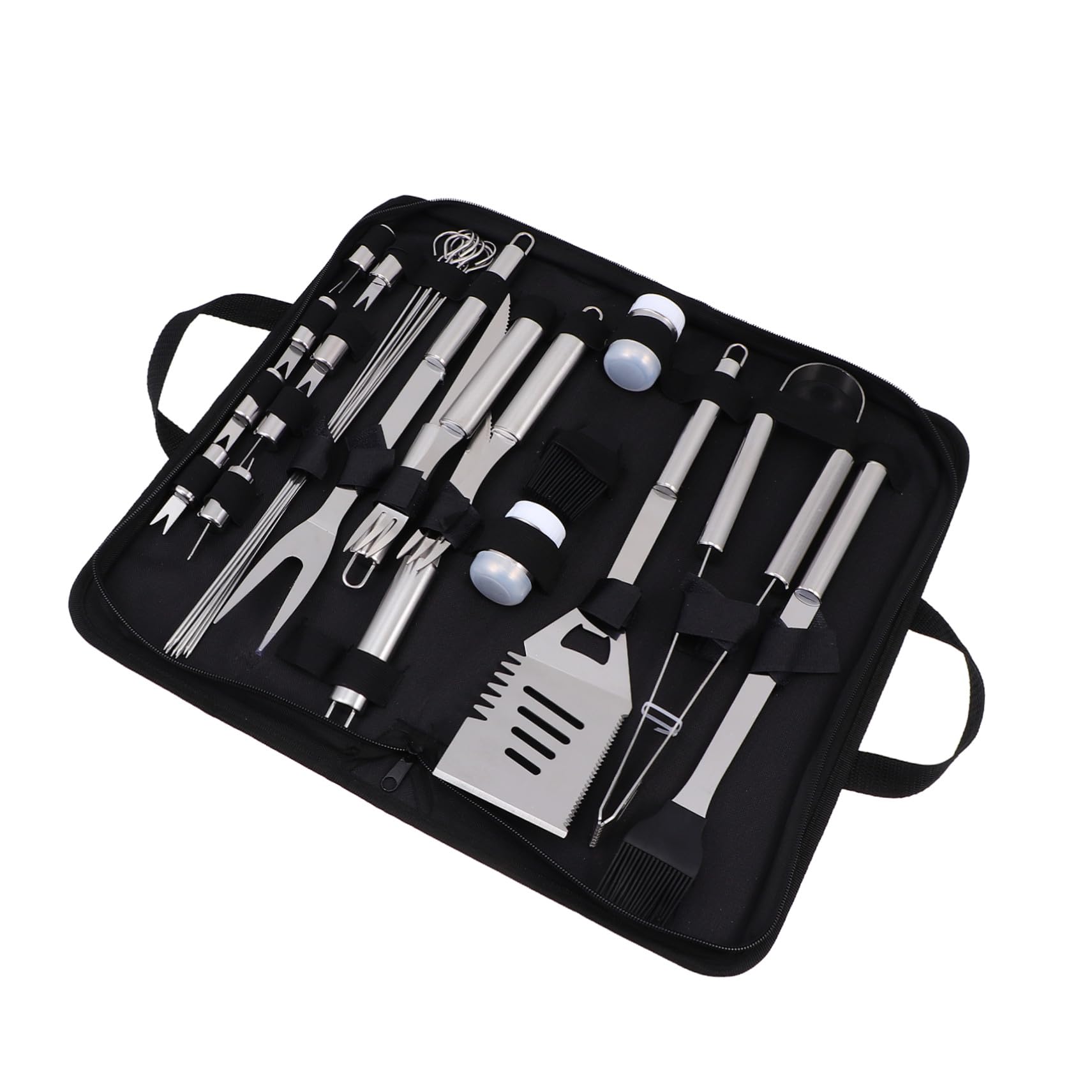 Kit Utensili Barbecue in Metallo Resistente con Borsa Oxford Portatile Completo per Grigliate Outdoor Strumenti Bbq Resistenti e Facili da Conservare