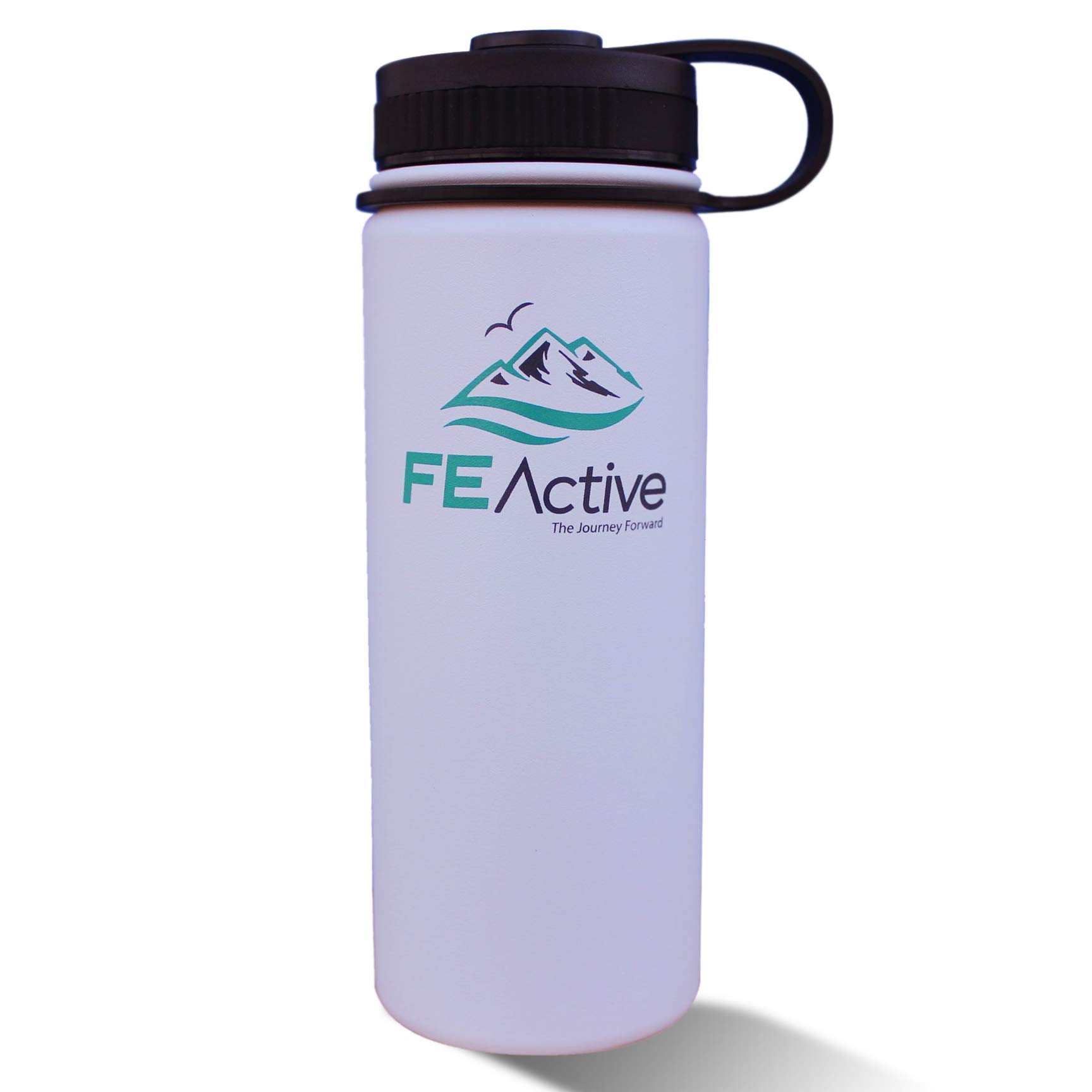 FE Active - 18 oz Eco Friendly, BPA Free, Double Walled (Inner/Outer Wall 18/8 Grade 304/ss), Vacuum Insulated, Powder Coated, Stainless Steel Water Bottle Flask Canteen. Cold 24 hrs & hot 12 hrs.