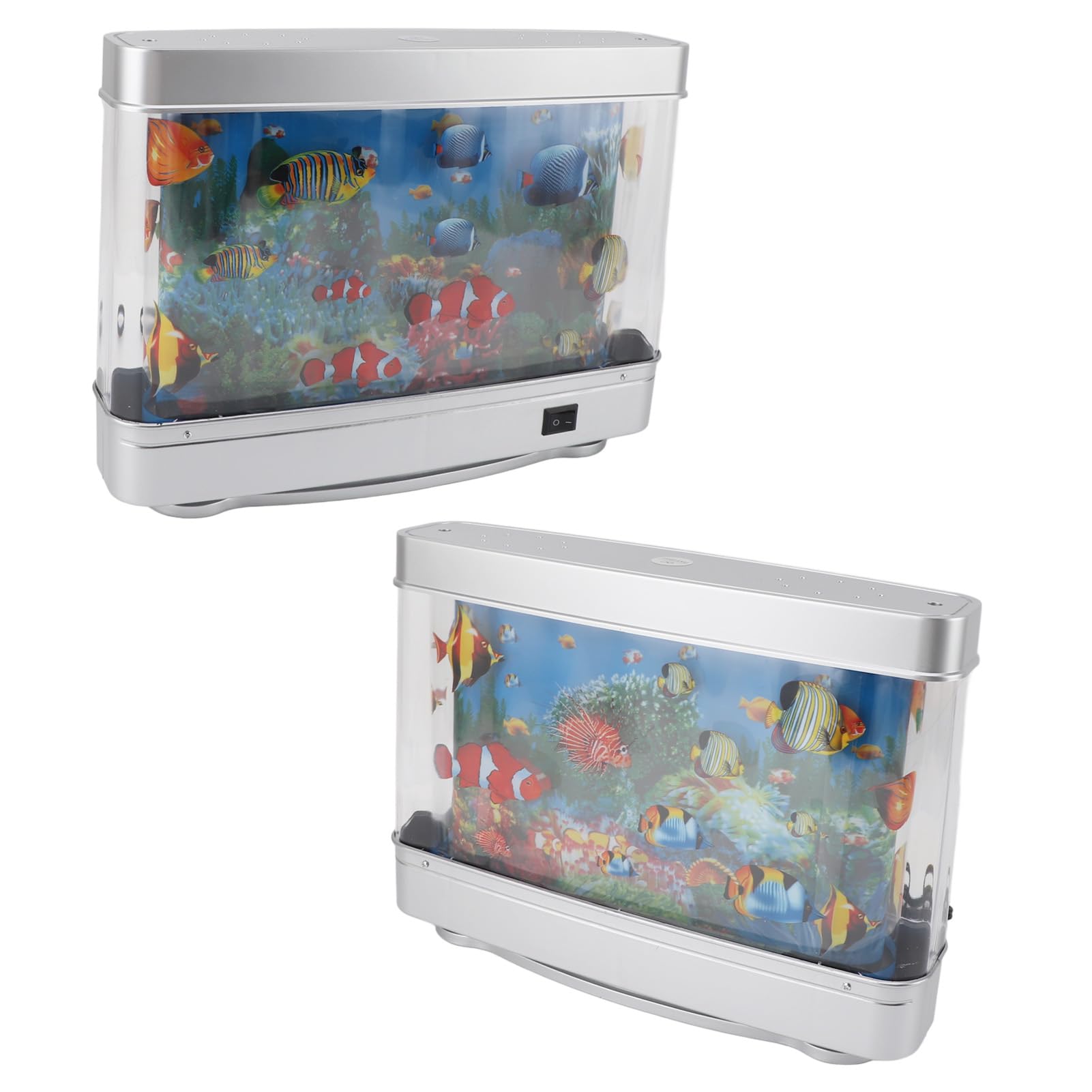 ViaGasaFamido Mini Acuario Falso para Pecera Lámpara Decorativa con Peces Tropicales Artificiales Océano Virtual En Movimiento para Dormitorio O Escritorio con Proyección 3D Luz Noche