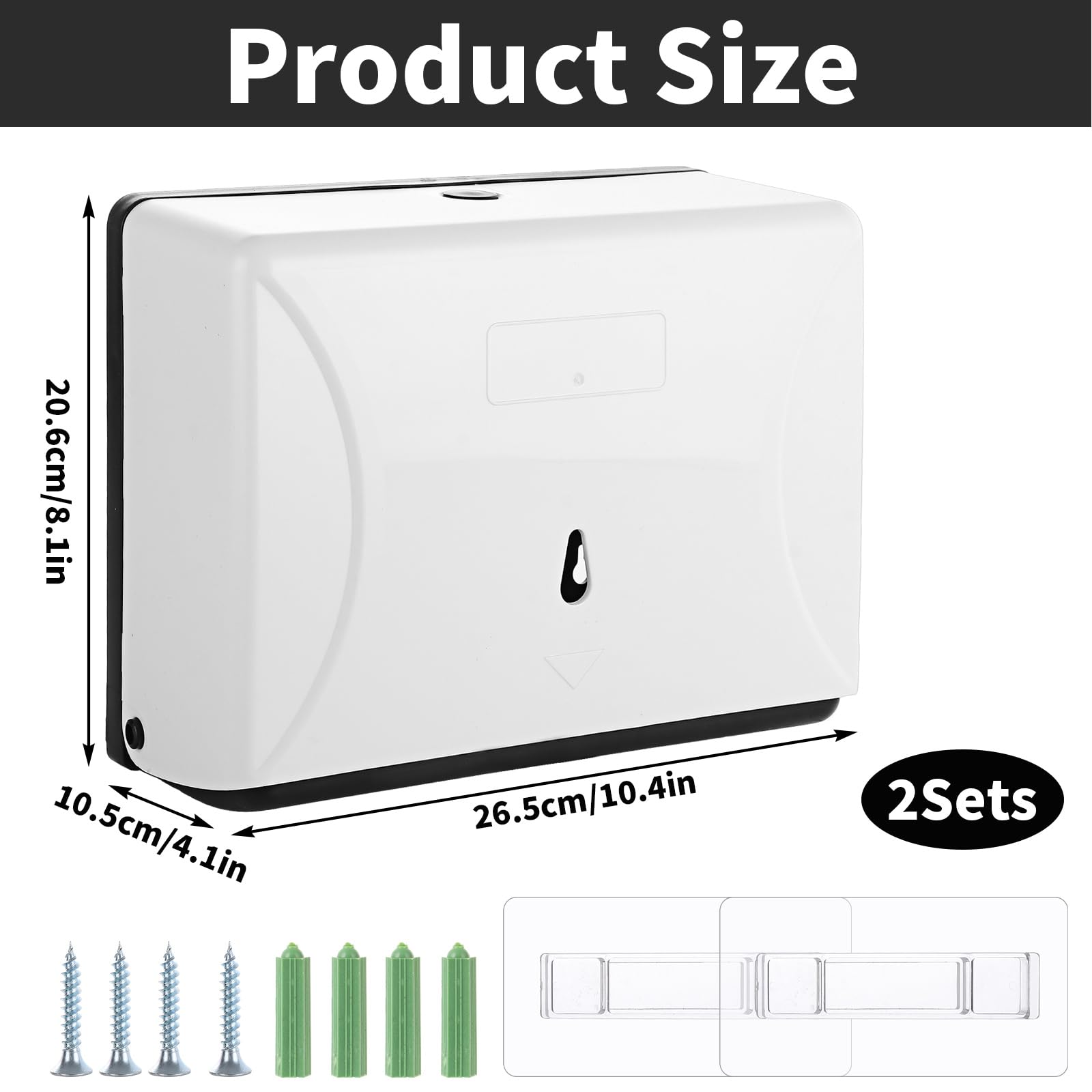 Paquete de 2 dispensadores de toallas de papel, dispensador de toallas de mano montado en la pared, dispensador de toallas de mano de papel plegable en C/múltiple, dispensador de toallas de mano