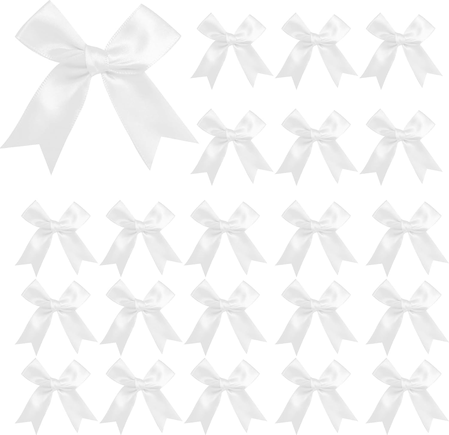 50 Pieces Gift Wrap Bows Premium Satin Ribbon Bows 3.3 Inch Craft Bows for Gift Wrapping DIY Treat Bags Holiday Gifts Bag Party Decorations, Wedding Decor Christmas Birthday Presents (White)