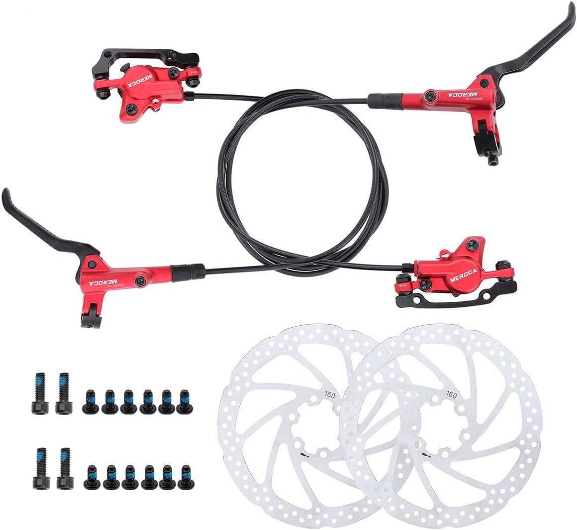 FukkeR Mountain Bikes Mechanical Disc Brake Set with 160mm Rotor and Mounting Adapter Aluminum Cycling Front and Rear Hydraulic Brakes 800mm/1400mm for Road Bikes BMX XC