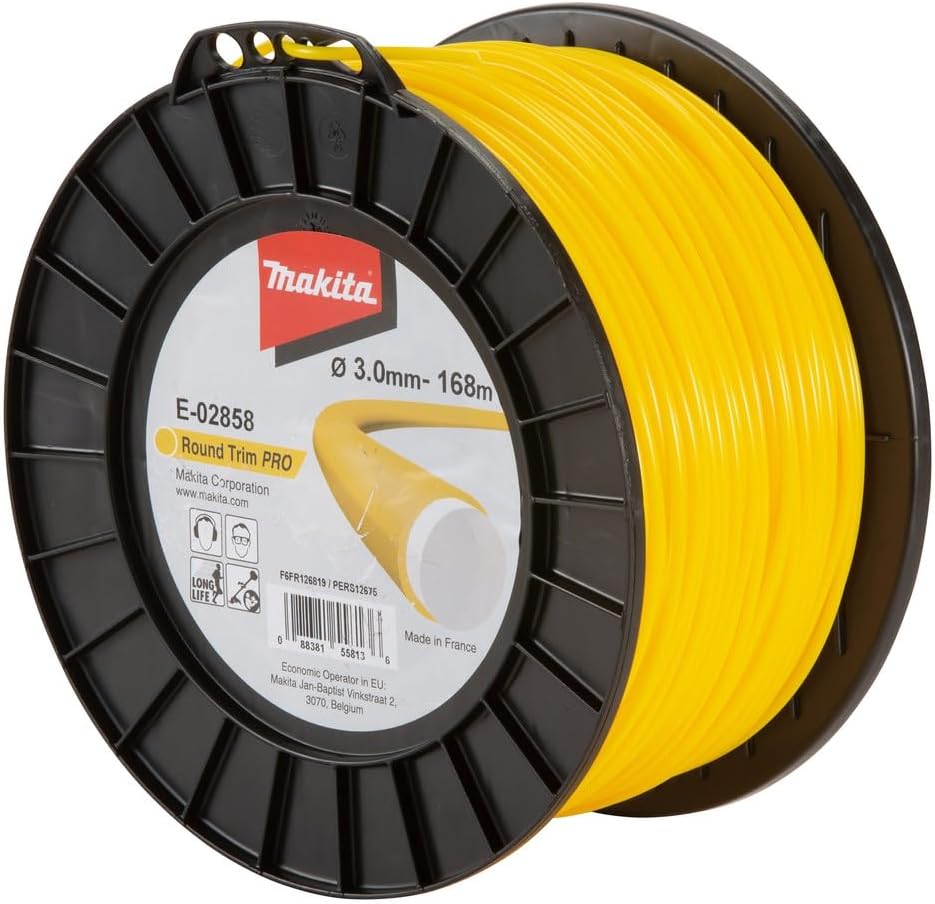 Makita E-02858 Mowing Line Round 3.0 mm x 168 m Round Trim PRO Longlife Reinforced Trimmer Line Nylon Yellow for Strimmer and Brush Cutter