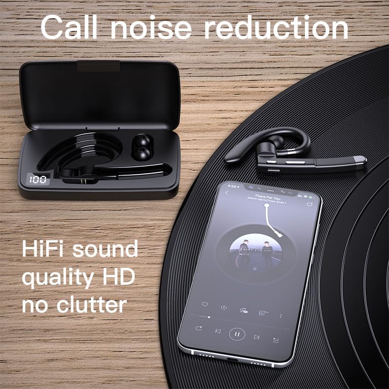 Image of Bluetooth Earpiece V5.1 Headset with LED Charging Case, Waterproof Hands-Free Wireless Earphone for Business, Office & Driving, Noise Cancelling Mic, Compatible with Android /iPhone Devices