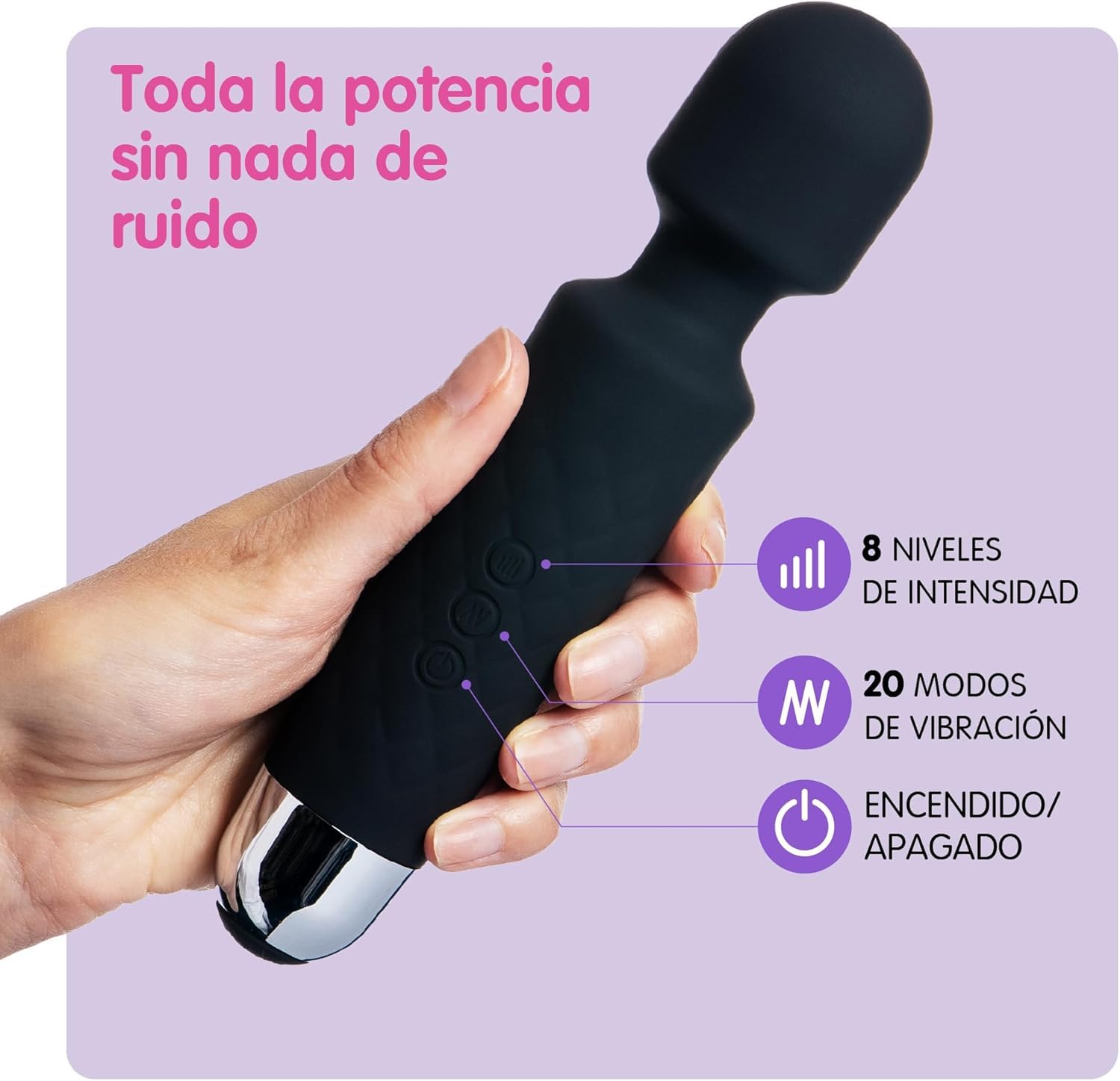Oliver James Vibrador, Masajeador Eléctrica Recargable - Juguetes eroticos, dispositivo de bienestar sexual para mujeres - Con 20 patrones de vibración y 8 velocidades - Carga por USB (Negro)