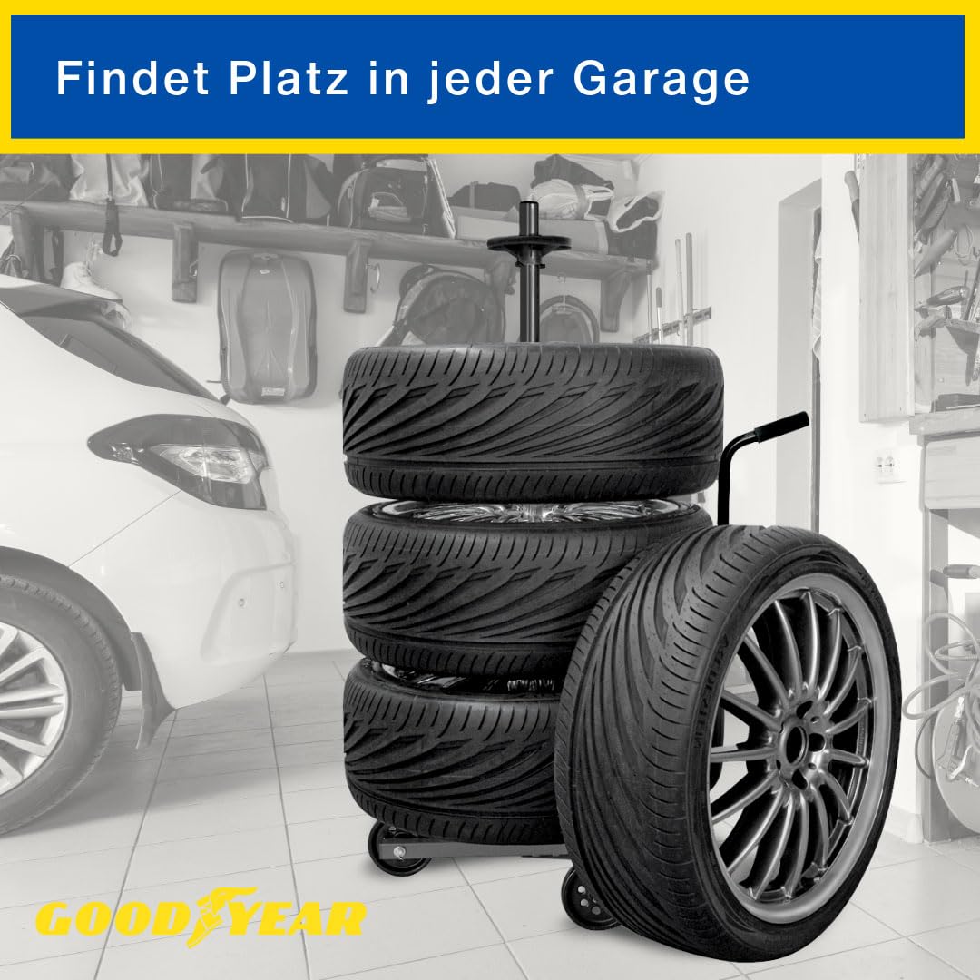Goodyear Barrette per 4 Pneumatici, salvaspazio e Senza Contatto, con Custodia, Portata Fino a 100 kg, Colore: Nero