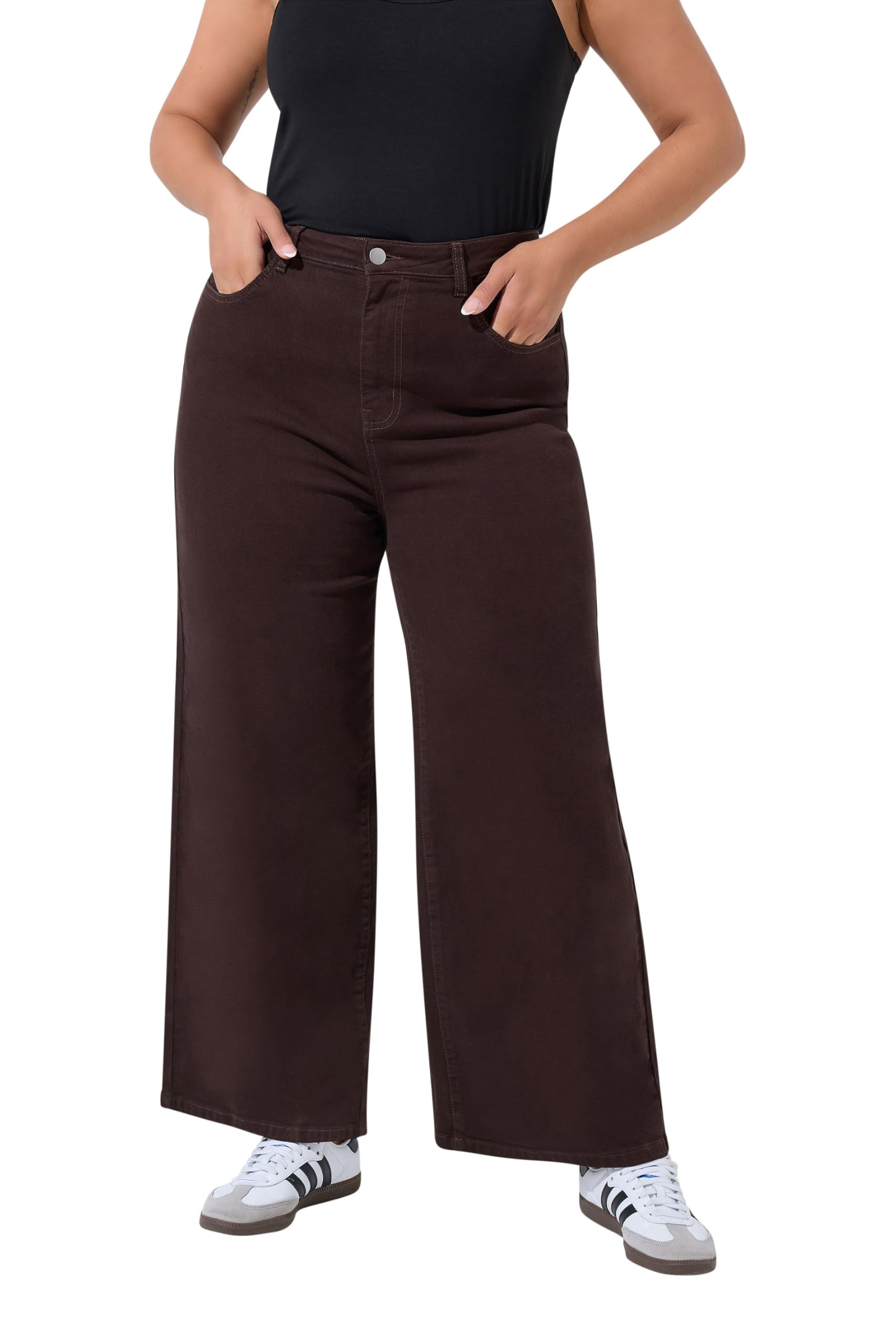 Limited Collection Curve Brown Wide Leg Jeans - Women's - Plus Size Curve