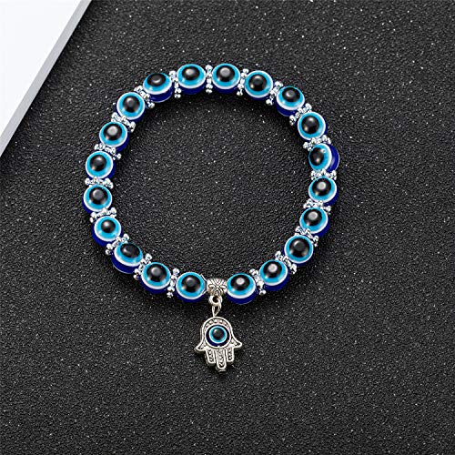 kelistom Evil Eye Hamsa Hand Bracelet for Protection and Luck Handmade Link Bracelets for Women Men Amulet Jewelry4