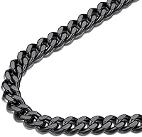 FindChic Men's Cuban Link Chain Necklace - 18K Gold Plated Stainless Steel, Black Chunky Curb 3.5-12mm Widths, 14-30" Lengths, Hip Hop Style Gift Box
