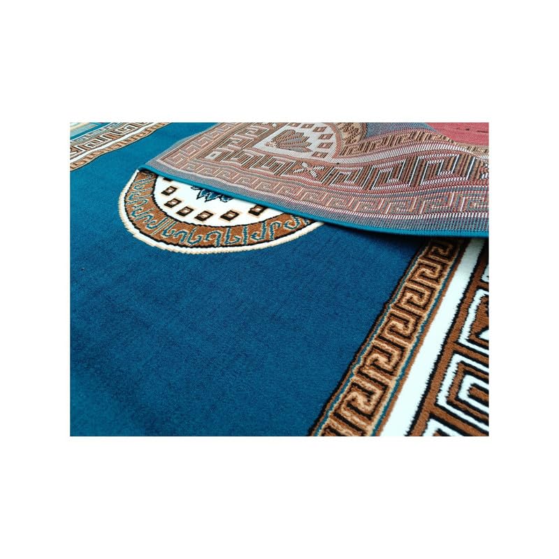 Image of Acrylic 6x8feet Soft Floral Carpets and Rug for Living Rooms Bedroom Kitchen and Hall Home Decor Big Size with Anti Slip Size (70X92 INCH / 178X235cm S.Blue Color).