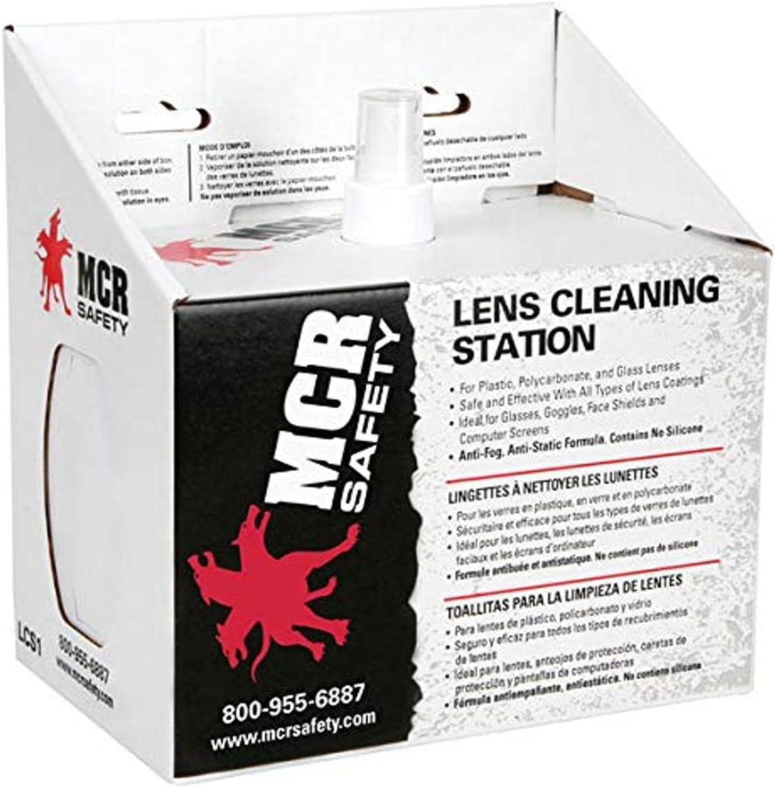 MCR Safety LCS1 Lens Cleaning Station Solution, White, White