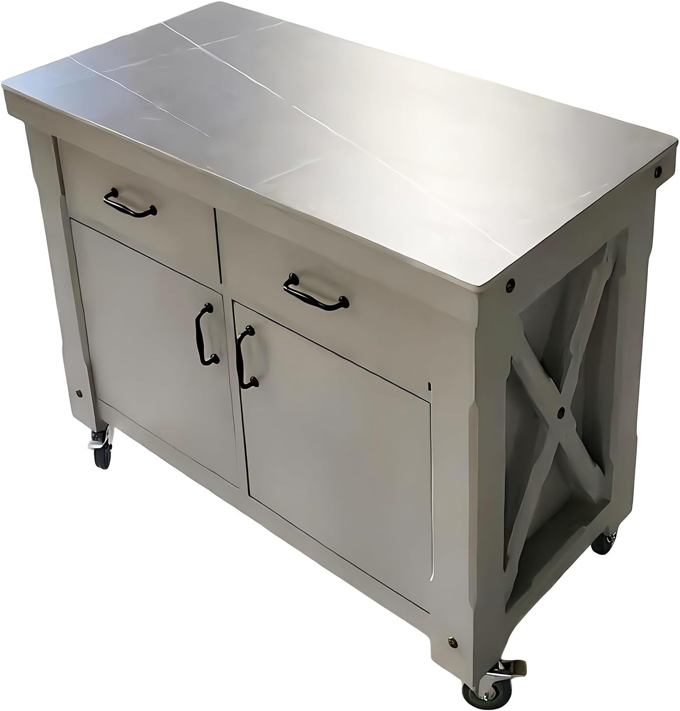 Storage Trolley Rolling Kitchen Island Cart with Drawers & Cabinet Portable Mobile Storage on Wheels Shelving Organizer(Large)