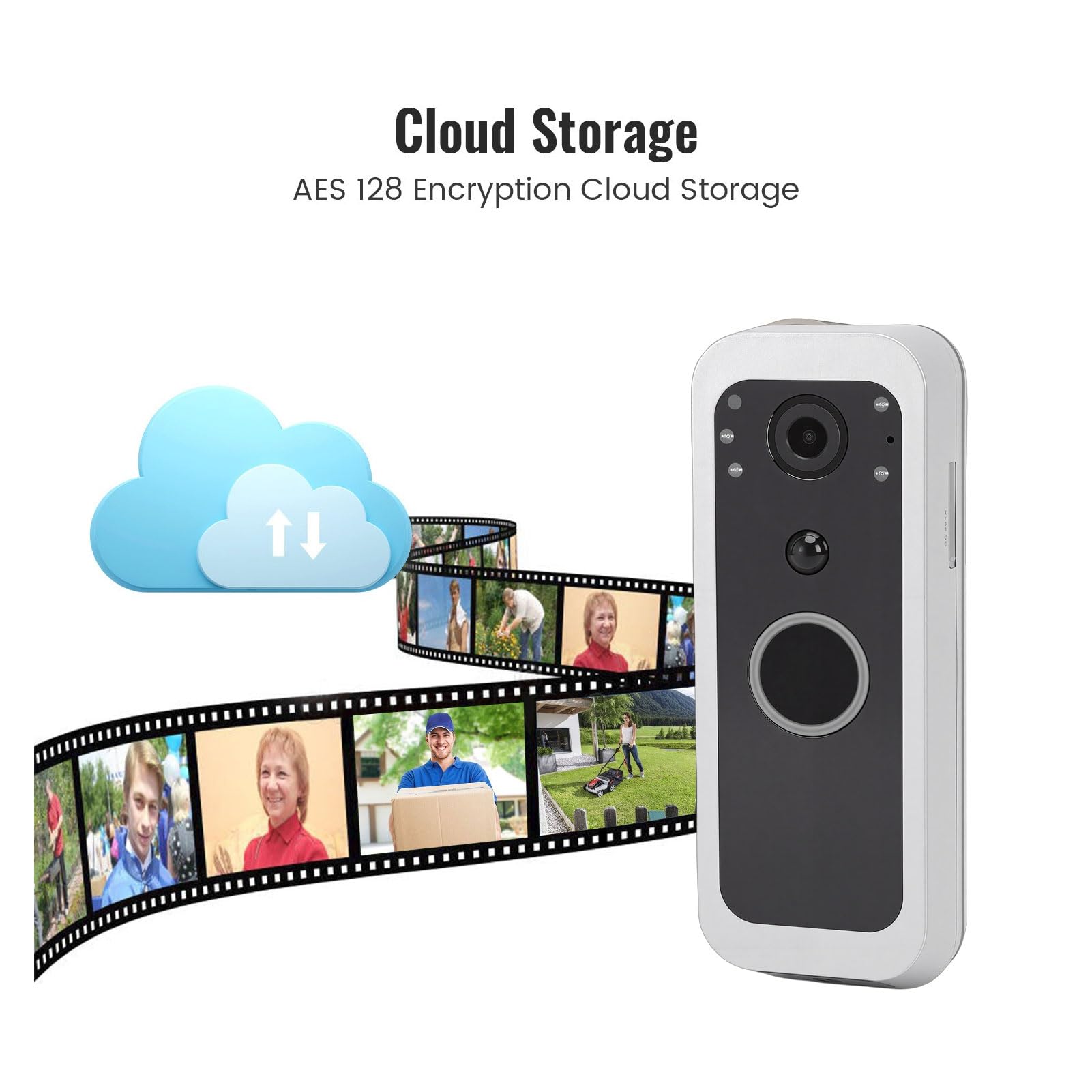 Cámara de Timbre con Video IP65 a Prueba de Agua Gran Angular de 145 Grados 1080P Timbre Inteligente de Doble Lente con Conversación Bidireccional Detección de Movimiento para