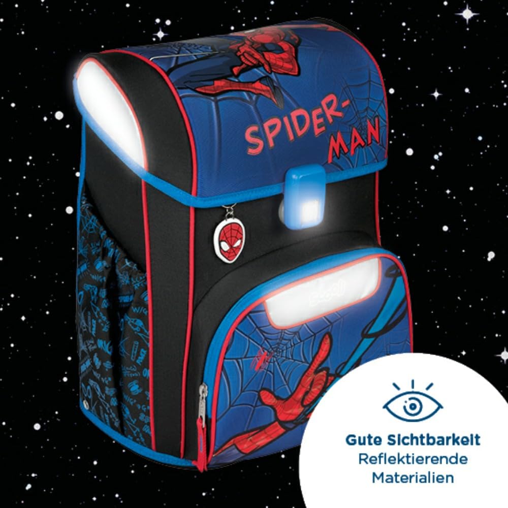 Scooli Schulranzen 1.Klasse Jungen EasyStart Schulranzen-Set "geeignet für Spiderman-Fans" (12tlg. mit Sporttasche, Brotdose, Trinkflasche, Stifteköcher, passend Geldbörse, Platzdeckchen, Schultüte)